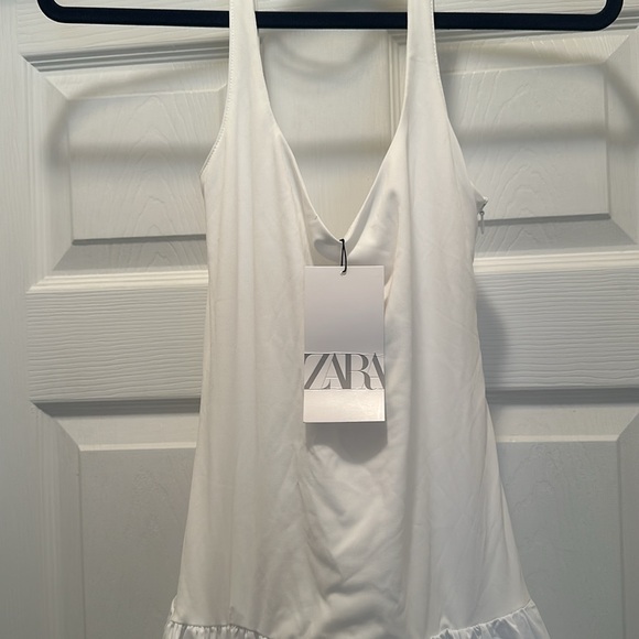 ZARA NWT WOMAN MIXED BALLOON MIDI DRESS WHITE XS - Picture 6 of 6